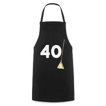 40 Balais Humour anniversaire Homme Femme - Tablier de cuisine - noir - Devant - AI Model Male 185 dark (185cm)