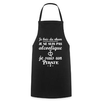 Je bois du rhum, je suis un pirate, apéro, humour - Tablier de cuisine - noir - Devant - AI Model Male 185 dark (185cm)
