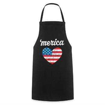 "Merica - Kochschürze - Schwarz - Vorne - AI Model Male 185 dark (185cm)