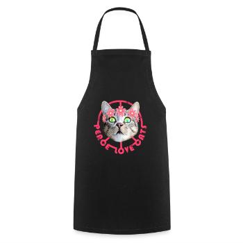 Peace Love Cats pink - Cooking Apron - black - Front - AI Model Male 185 dark (185cm)