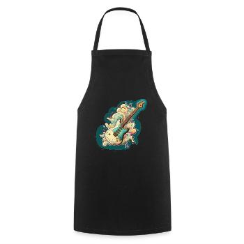 Green Retro Electric Guitar - Cooking Apron - black - Front - AI Model Male 185 dark (185cm)