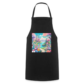 Colorful princess dreamscape - Cooking Apron - black - Front - AI Model Male 185 dark (185cm)