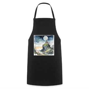 Vintage-Schloss-Traumlandschaft - Kochschürze - Schwarz - Vorne - AI Model Male 185 dark (185cm)