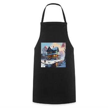 Quiet winter home - Cooking Apron - black - Front - AI Model Male 185 dark (185cm)