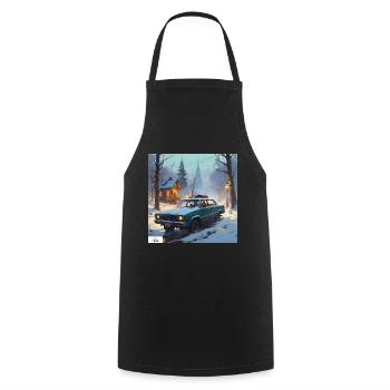 Voyage hivernal confortable - Tablier de cuisine - noir - Devant - AI Model Male 185 dark (185cm)