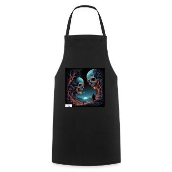 Totenkopf Fantasy Traumlandschaft - Kochschürze - Schwarz - Vorne - AI Model Male 185 dark (185cm)