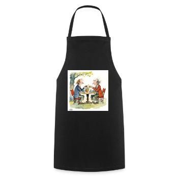 Gentlemen friends sharing a moment - Cooking Apron - black - Front - AI Model Male 185 dark (185cm)
