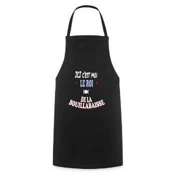 Ici c'est moi le roi de la bouillabaisse - Tablier de cuisine - noir - Devant - AI Model Male 185 dark (185cm)