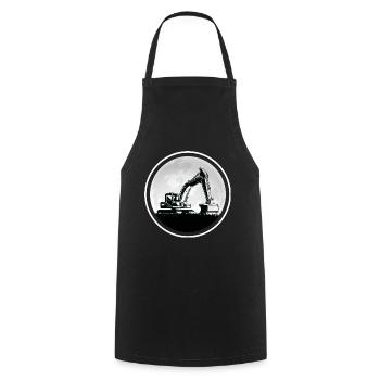 Excavators "digging in the moonlight" Construction site romance - Cooking Apron - black - Front - AI Model Male 185 dark (185cm)