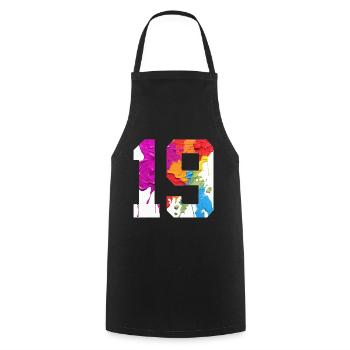 NUMÉRO COLORÉ 19 COLORÉ 19E ANNIVERSAIRE - Tablier de cuisine - noir - Devant - AI Model Male 185 dark (185cm)