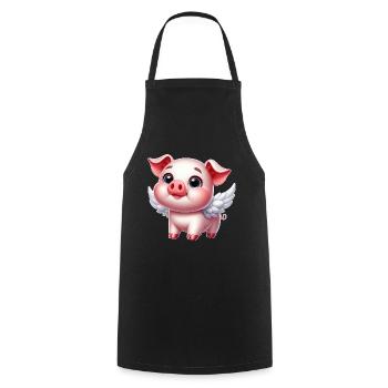 Engel Schwein Cartoon Flügel Süß Fröhlich - Kochschürze - Schwarz - Vorne - AI Model Male 185 dark (185cm)