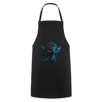 Baby Drache Blau | Niedlicher blauer Baby Drache - Kochschürze - Schwarz - Vorne - AI Model Male 185 dark (185cm)
