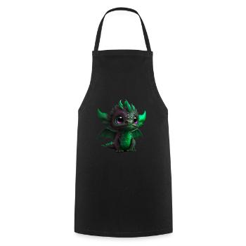 Bébé Dragon Vert| Mignon bébé dragon vert - Tablier de cuisine - noir - Devant - AI Model Male 185 dark (185cm)