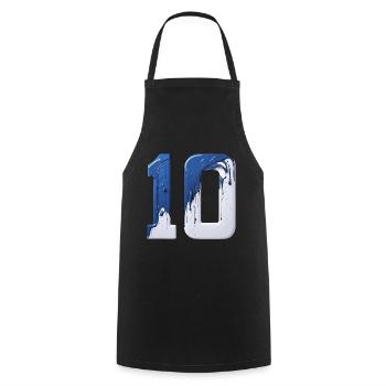 NO. 10 NUMBER 10 BLUE WHITE 10TH BIRTHDAY - Cooking Apron - black - Front - AI Model Male 185 dark (185cm)