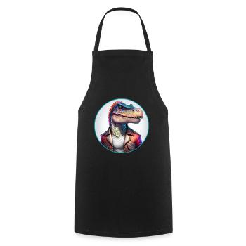 Dinosaur Leather Jacket - Cooking Apron - black - Front - AI Model Male 185 dark (185cm)