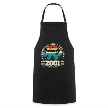 January 2001. Birthday gift January 2001. - Cooking Apron - black - Front - AI Model Male 185 dark (185cm)