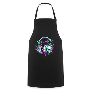 Headphone Skull // Skull Headphones FS0170 - Cooking Apron - black - Front - AI Model Male 185 dark (185cm)