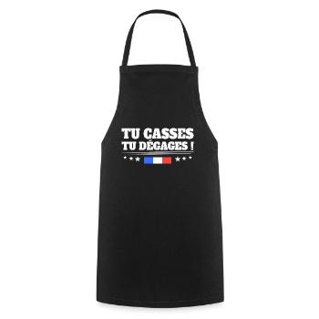 Slogan Droite Drapeau Français France - Tablier de cuisine - noir - Devant - AI Model Male 185 dark (185cm)