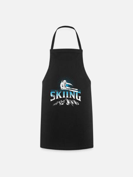 Ski Ski Hiver Sport Ski Cadeau De Vacances De Ski - Tablier de cuisine - noir