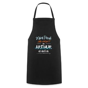 Arthur - Keine Panik. Alles wird gut - Kochschürze - Schwarz - Vorne - AI Model Male 185 dark (185cm)