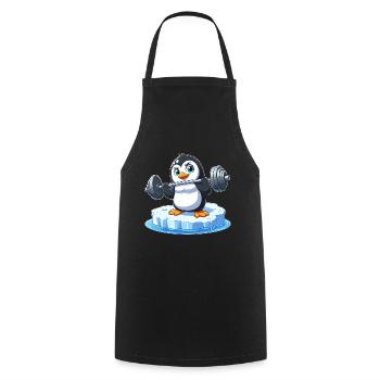 Pinguin Gewichtheber auf schmelzender Eisscholle - Kochschürze - Schwarz - Vorne - AI Model Male 185 dark (185cm)