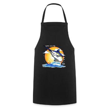 Pêche et surf - Tablier de cuisine - noir - Devant - AI Model Male 185 dark (185cm)