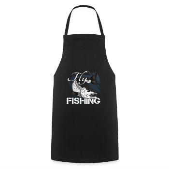 Fly fishing - trout fishing - Cooking Apron - black - Front - AI Model Male 185 dark (185cm)