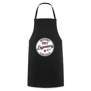 Millésime légendaire 1957 - rétro vintage - Tablier de cuisine - noir - Devant - AI Model Male 185 dark (185cm)