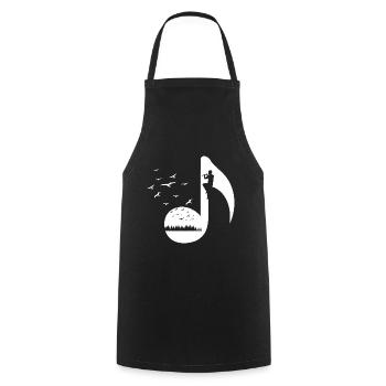 Birds Retro Flute Player - Cooking Apron - black - Front - AI Model Male 185 dark (185cm)