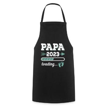 Papa 2023 Loading Geburt Schwangerschaft - Kochschürze - Schwarz - Vorne - AI Model Male 185 dark (185cm)