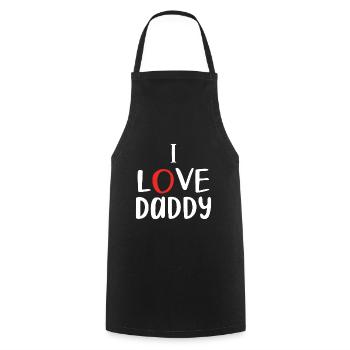 « J’aime papa » - Tablier de cuisine - noir - Devant - AI Model Male 185 dark (185cm)
