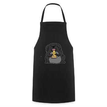 Fat Labrador Dog Eating Pizza Funny Comic Style - Cooking Apron - black - Front - AI Model Male 185 dark (185cm)
