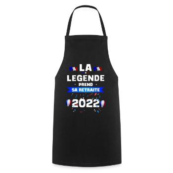 Retraite 2022 Humour Collègue - Tablier de cuisine - noir - Devant - AI Model Male 185 dark (185cm)