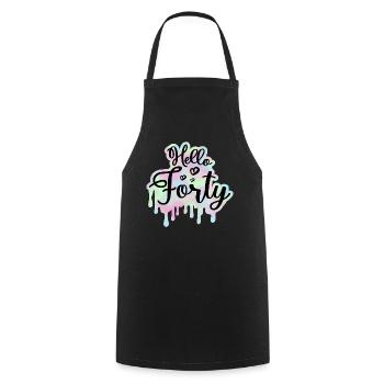 Célébrer 40ème Anniversaire Femme 40 Ans Tie Dye - Tablier de cuisine - noir - Devant - AI Model Male 185 dark (185cm)