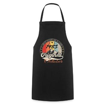 October 1983 Birthday Gift - October 1983 - Cooking Apron - black - Front - AI Model Male 185 dark (185cm)