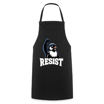 Penguin Protests Resistance Taxes - Cooking Apron - black - Front - AI Model Male 185 dark (185cm)
