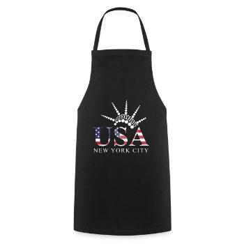 Drapeau des États-Unis Drapeau de New York Statue de la Liberté Cadeau - Tablier de cuisine - noir - Devant - AI Model Male 185 dark (185cm)