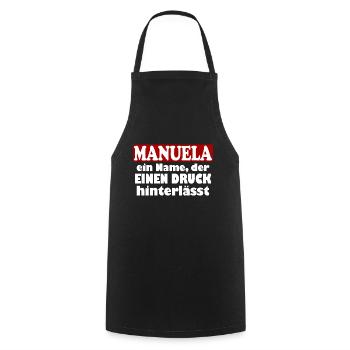 Manuela Vorname Name Fun Lustiger Spruch - Kochschürze - Schwarz - Vorne - AI Model Male 185 dark (185cm)
