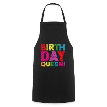 Fille Anniversaire Anniversaire Reine! Fille - Tablier de cuisine - noir - Devant - AI Model Male 185 dark (185cm)