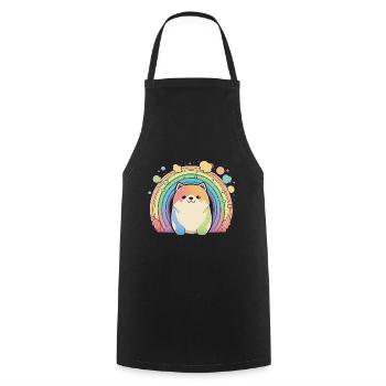 Akita Inu Hund Bunte Farben Regenbogen Kunst Anime - Kochschürze - Schwarz - Vorne - AI Model Male 185 dark (185cm)