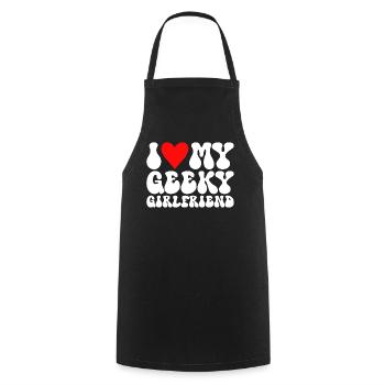 J'aime Ma Petite Amie Geek J'Adore Ma Copine Geek - Tablier de cuisine - noir - Devant - AI Model Male 185 dark (185cm)