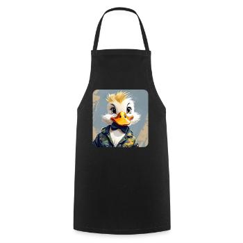 Naughty little duck with bow tie - Cooking Apron - black - Front - AI Model Male 185 dark (185cm)