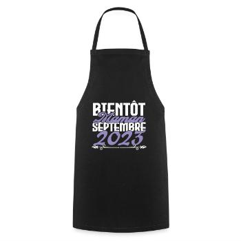 Annonce grossesse. bientôt Maman Septembre 2023. - Tablier de cuisine - noir - Devant - AI Model Male 185 dark (185cm)