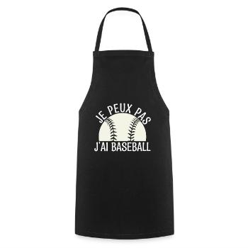 Je peux pas j'ai baseball. joueur de baseball. - Tablier de cuisine - noir - Devant - AI Model Male 185 dark (185cm)