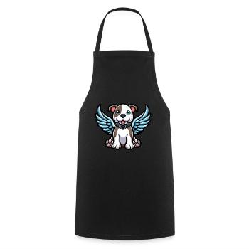 Mignon pitbull avec des ailes d’ange dessin animé - Tablier de cuisine - noir - Devant - AI Model Male 185 dark (185cm)