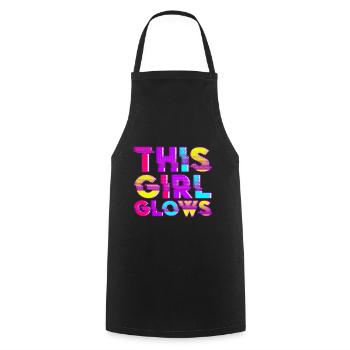 This Girl Glows Party 80er vintage farbenfrohes - Kochschürze - Schwarz - Vorne - AI Model Male 185 dark (185cm)