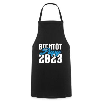 Cadeau Annonce grossesse bientôt Papy 2023. - Tablier de cuisine - noir - Devant - AI Model Male 185 dark (185cm)