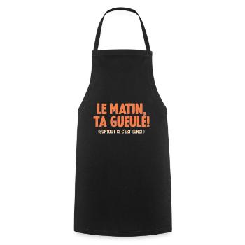 Le Matin Ta Gueule Surtout Si C'est Lundi Humour - Tablier de cuisine - noir - Devant - AI Model Male 185 dark (185cm)