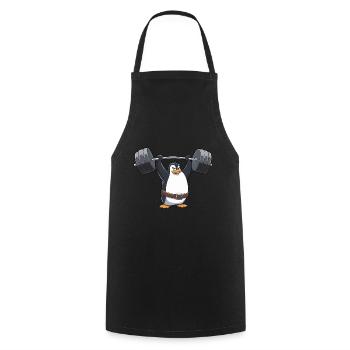 Strong Penguin Workout Dumbbell Comic Style - Cooking Apron - black - Front - AI Model Male 185 dark (185cm)