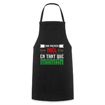 mon premier noël en tant que maman - Tablier de cuisine - noir - Devant - AI Model Male 185 dark (185cm)